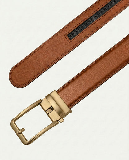 Men's Ratchet Belt - No Holes, Automatic Buckle - Cognac