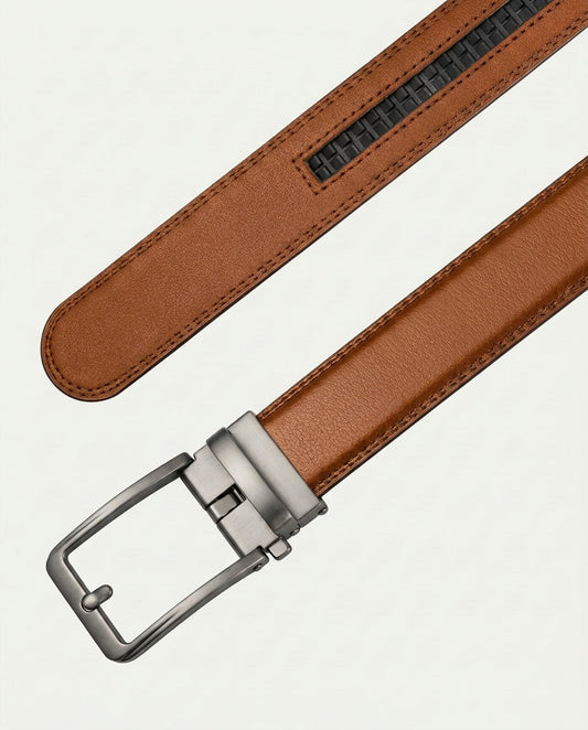 Men's Ratchet Belt - No Holes, Automatic Buckle - Cognac