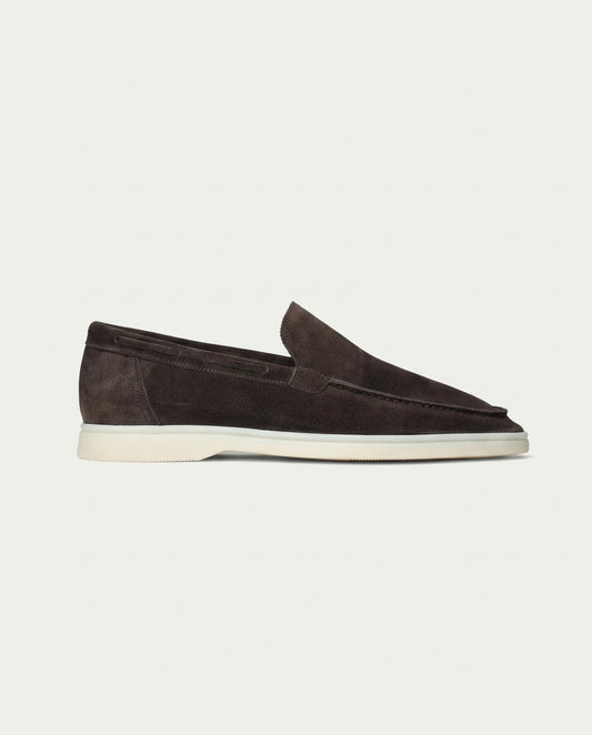 Men's Suede Loafers - Slip-On - Brown