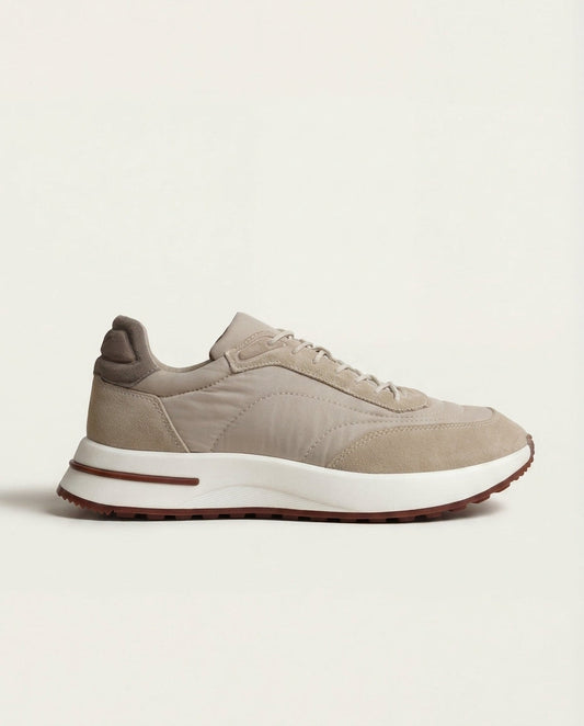 Men's Retro Runner Trainers - Beige