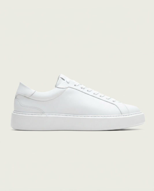 Men's Minimalist Court Trainers - Smooth White
