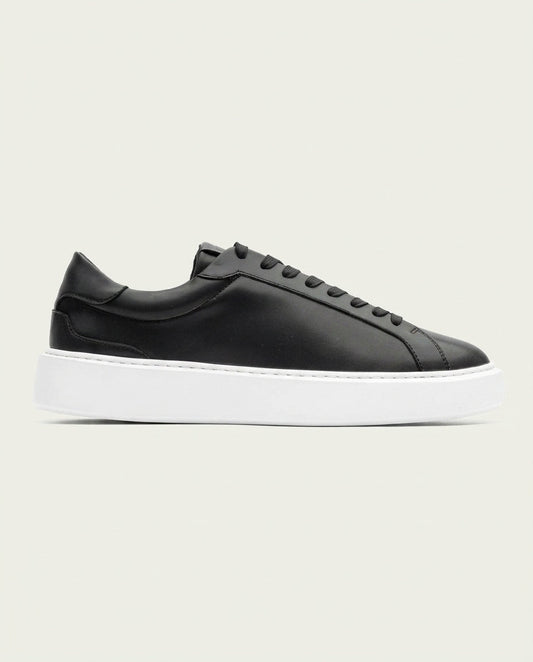 Men's Minimalist Court Trainers - Smooth Black