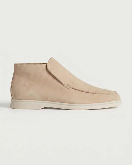 Men's Suede High Top Loafers - Beige