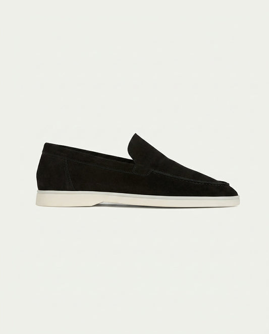 Men's Suede Loafers - Slip-On - Black