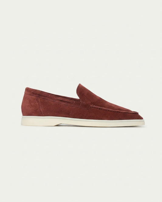 Men's Suede Loafers - Slip-On - Bordeaux