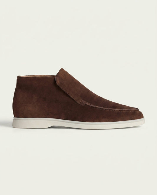 Men's Suede High Top Loafers - Brown