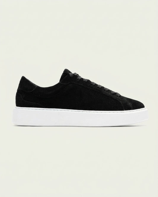 Men's Minimalist Court Trainers - Textured Black