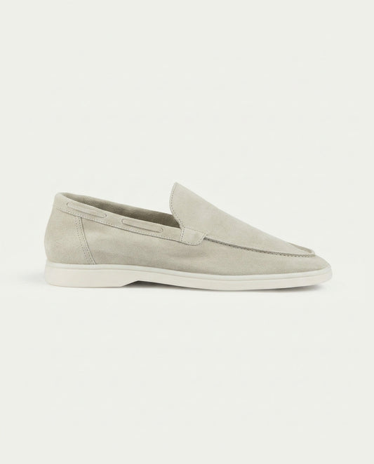 Men's Suede Loafers - Slip-On - Cream