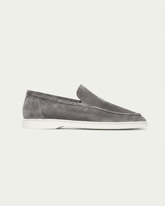 Men's Suede Loafers - Slip-On - Grey