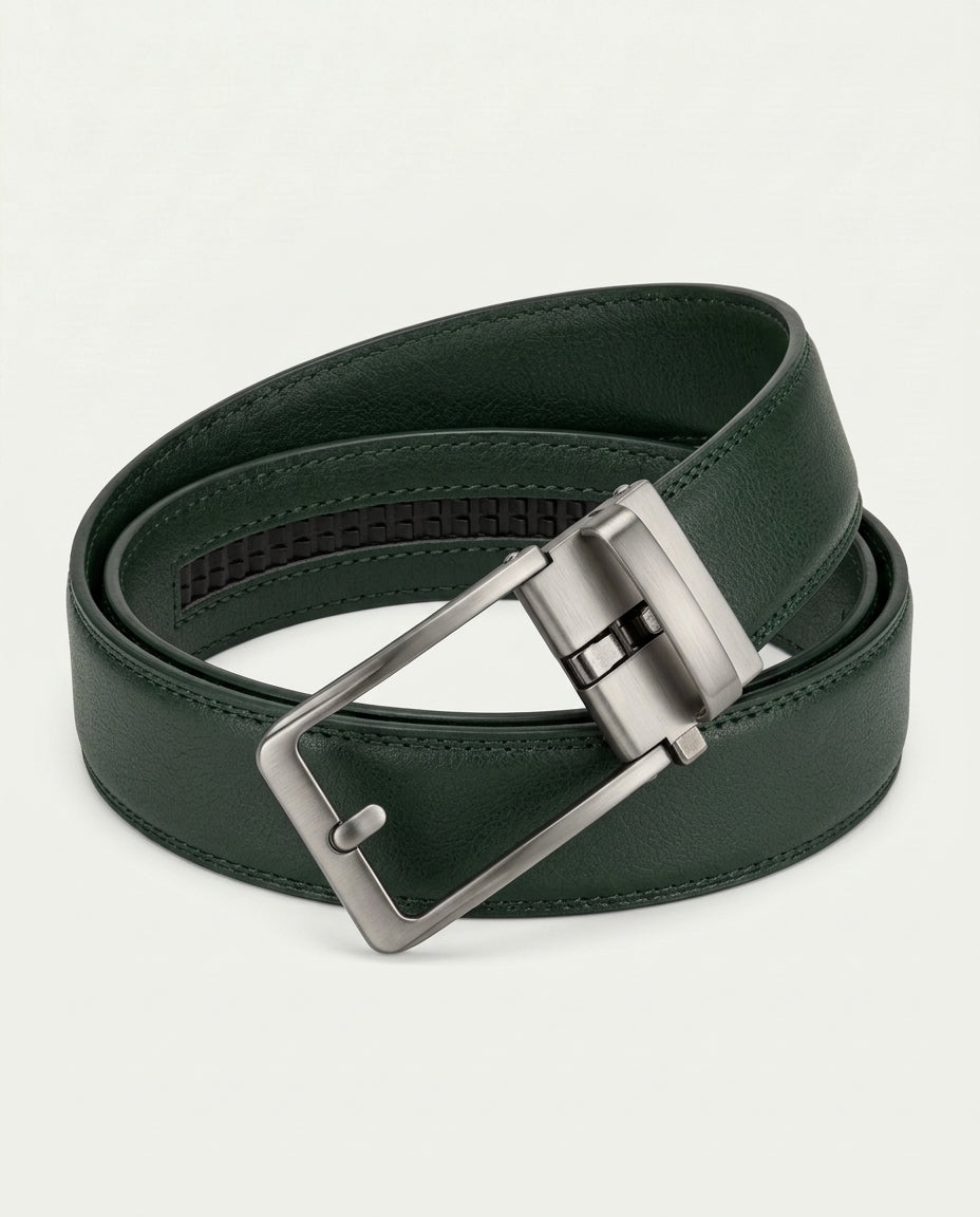Men's Ratchet Belt - No Holes, Automatic Buckle - Green