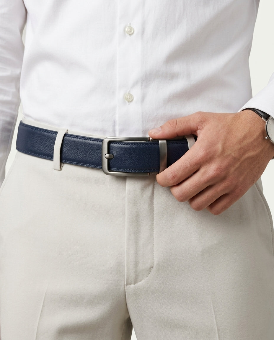 Men's Ratchet Belt - No Holes, Automatic Buckle - Navy