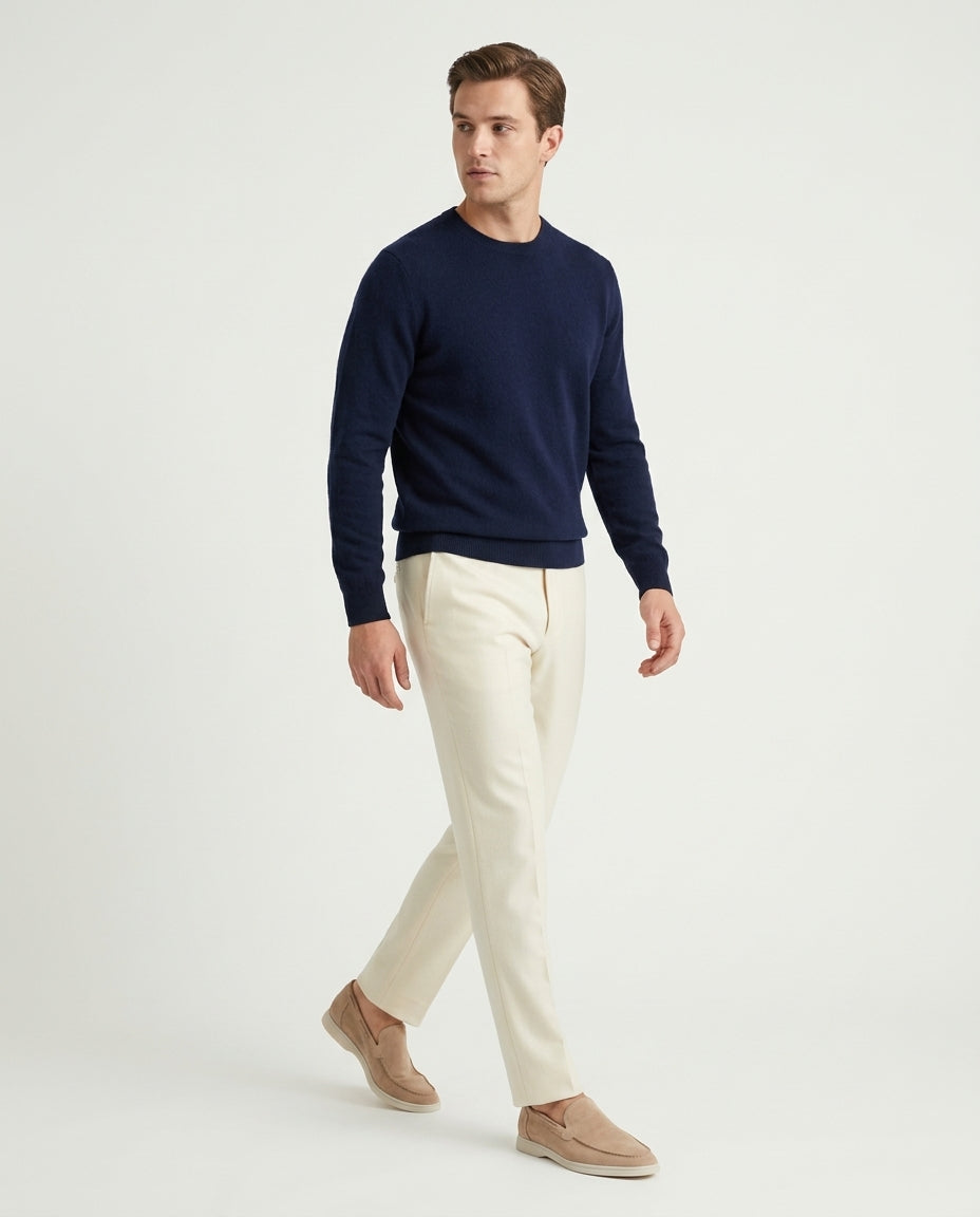 Men's Suede Loafers - Slip-On - Beige