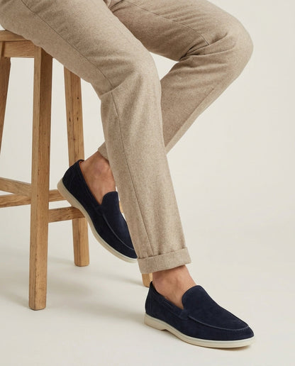 Men's Suede Loafers - Slip-On - Navy