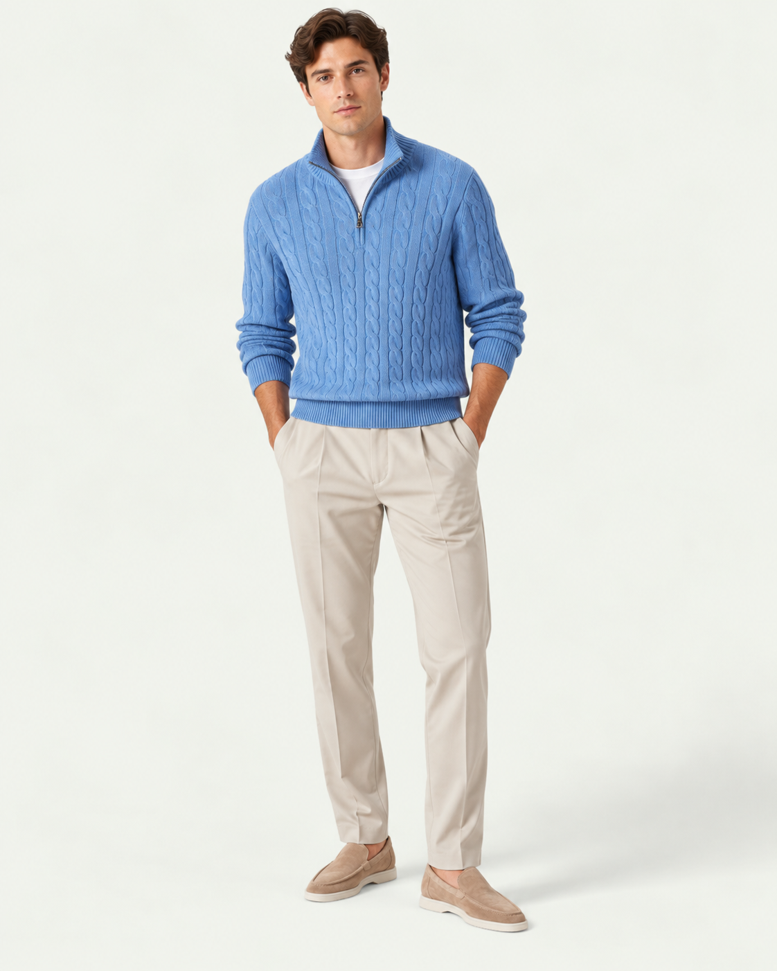 Men's Straight Leg Chino Trousers - Beige