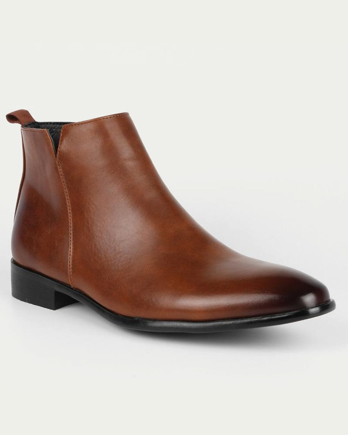 Men's Leather Chelsea Boots - Pointed Toe, Side Zip - Brown