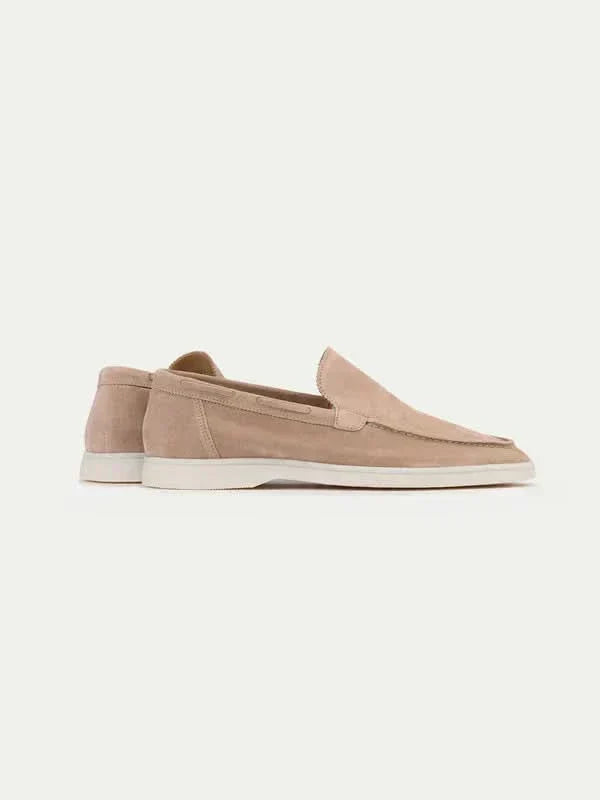 Men's Suede Loafers - Slip-On - Beige