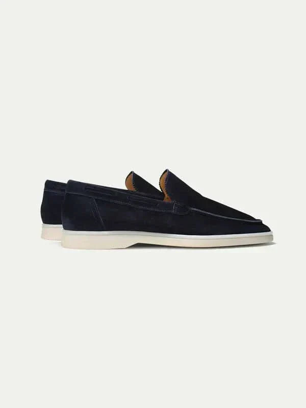 Men's Suede Loafers - Slip-On - Navy
