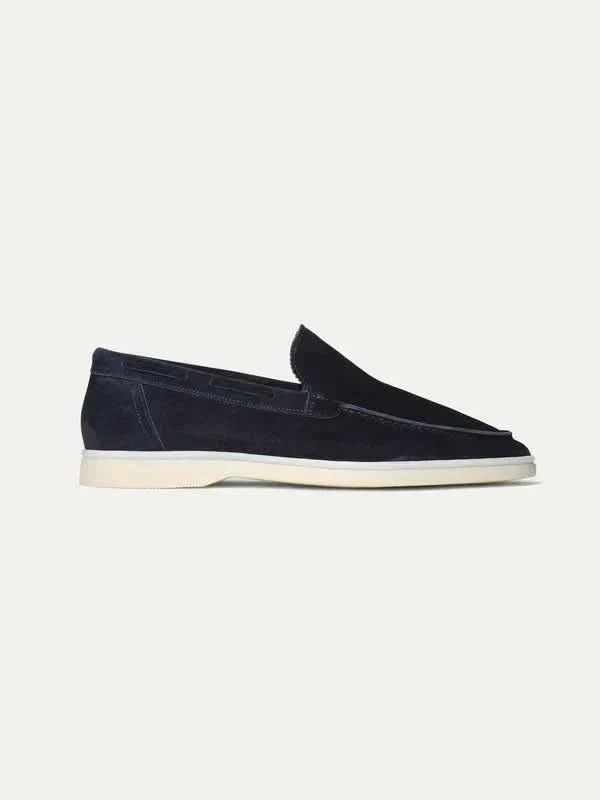 Men's Suede Loafers - Slip-On - Navy
