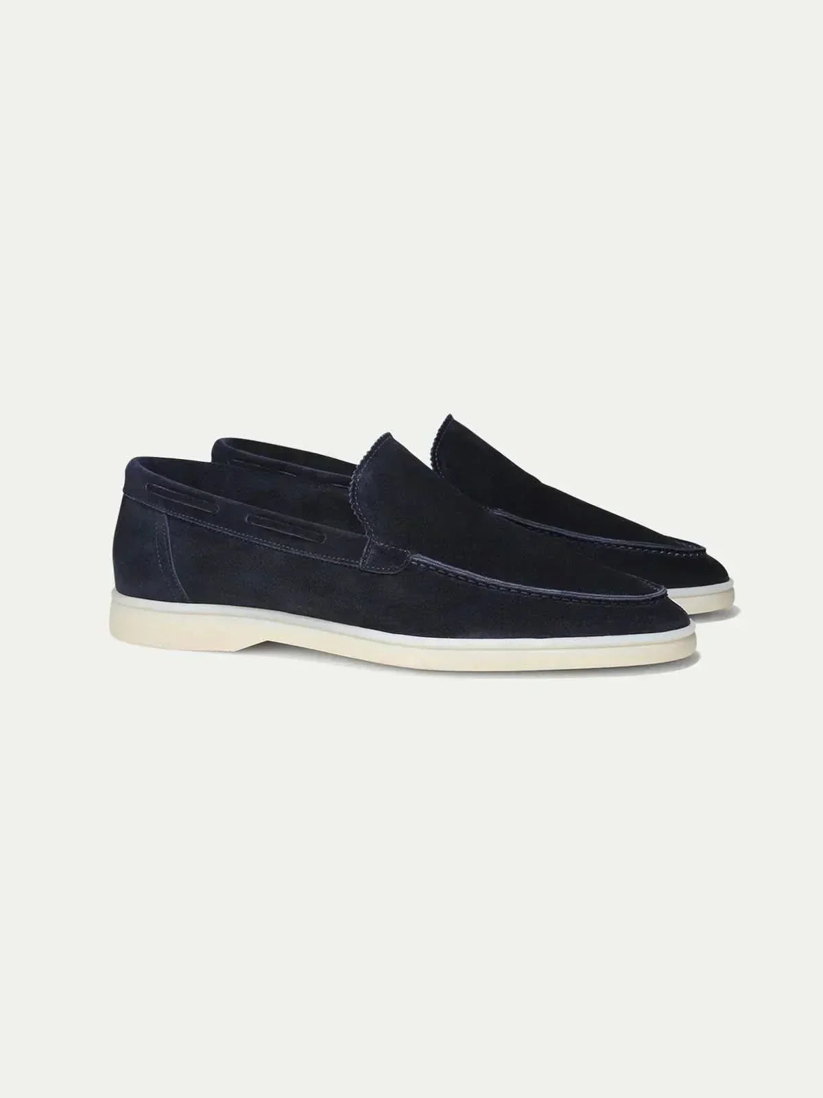 Men's Suede Loafers - Slip-On - Navy